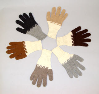 Two-Tone "Wave" Gloves - 100% Baby Alpaca